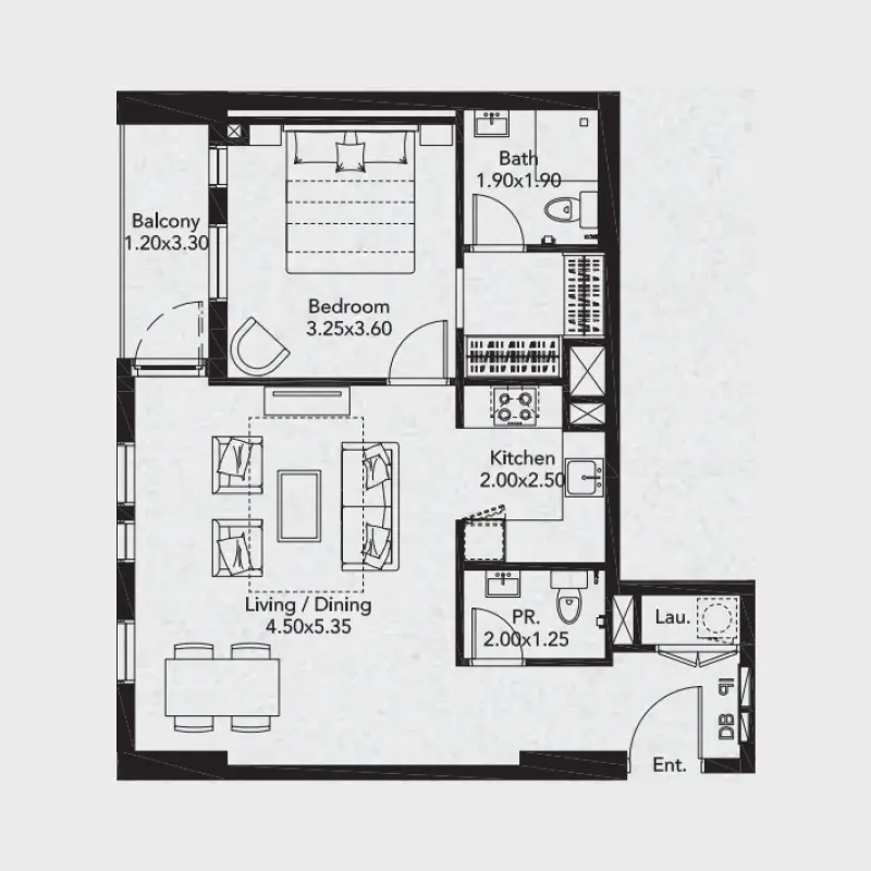 1 bedroom floor plan