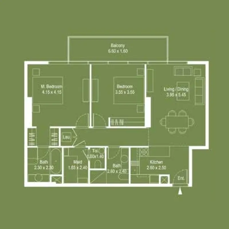 2 bedroom floor plan