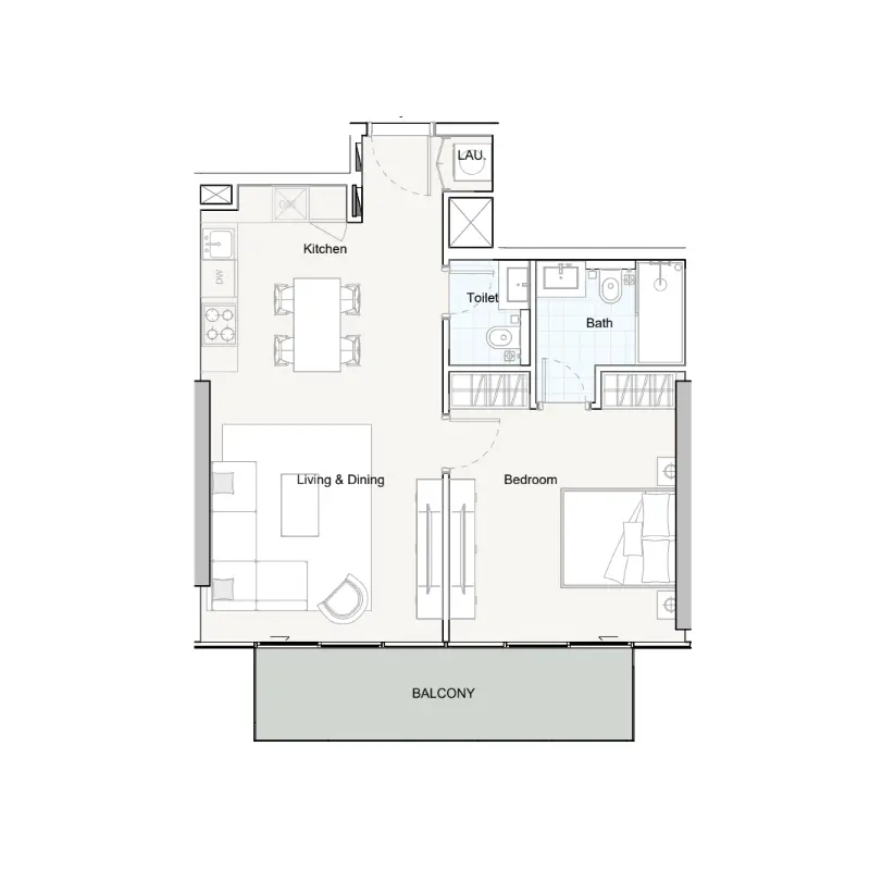 1 bedroom floor plan