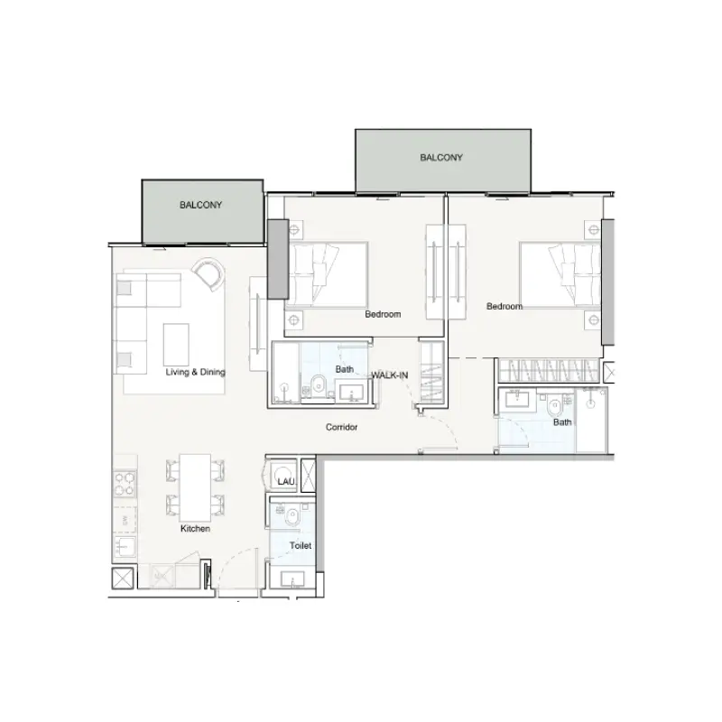 2 bedroom floor plan