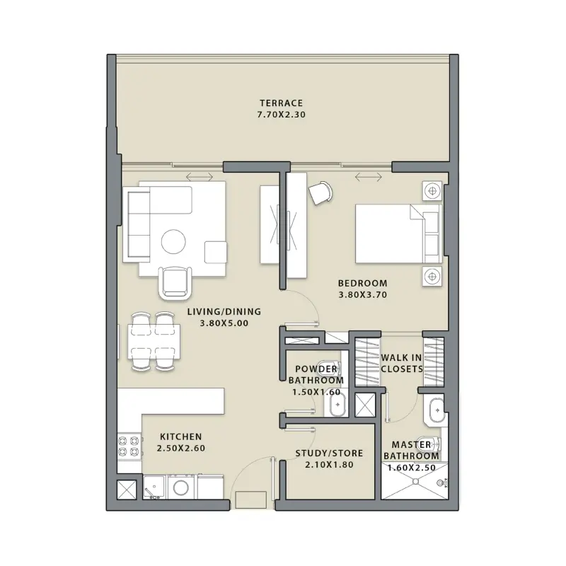 1 bedroom floor plan
