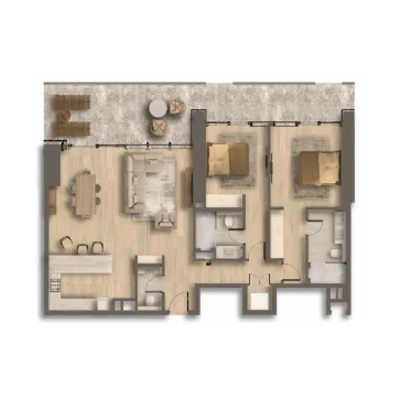 2 bedroom floor plan