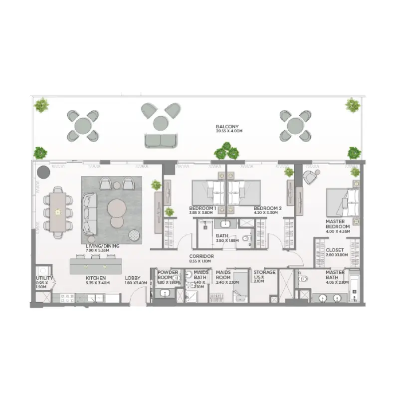 3 bedroom floor plan