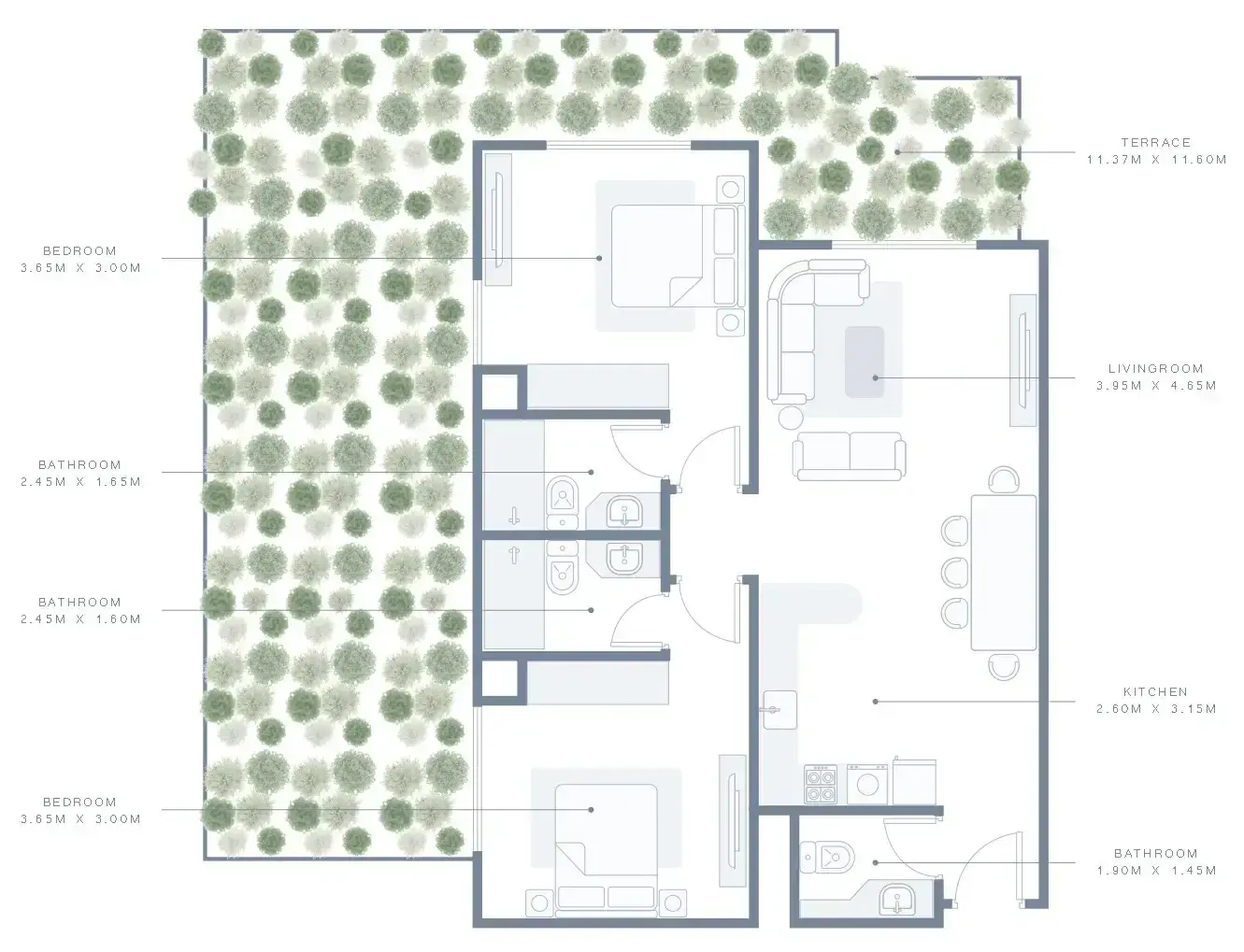 2 Bedrooms apartments - Azizi Plaza floor plan