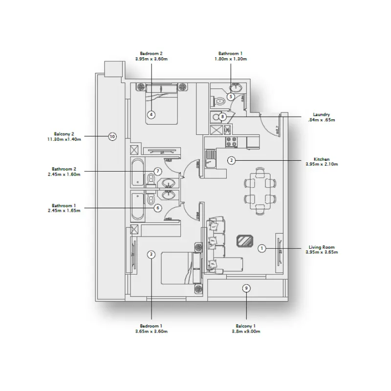 2 bedroom floor plan