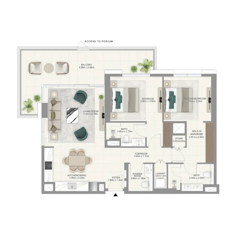 2 bedroom floor plan