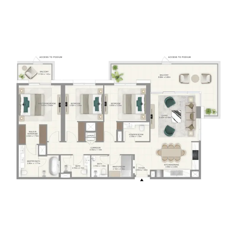 3 bedroom floor plan