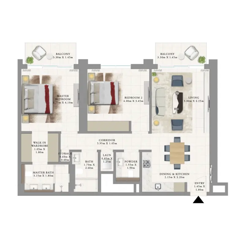 2 bedroom floor plan