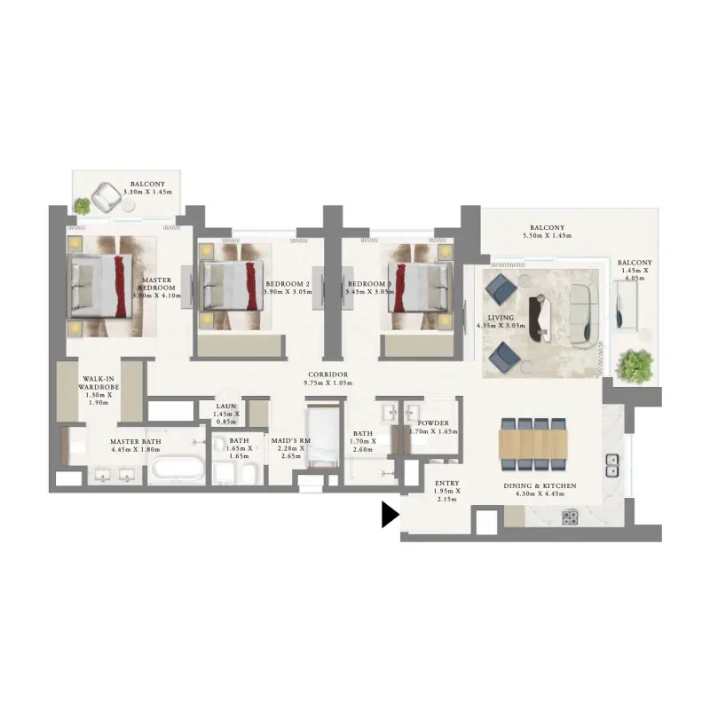 3 bedroom floor plan