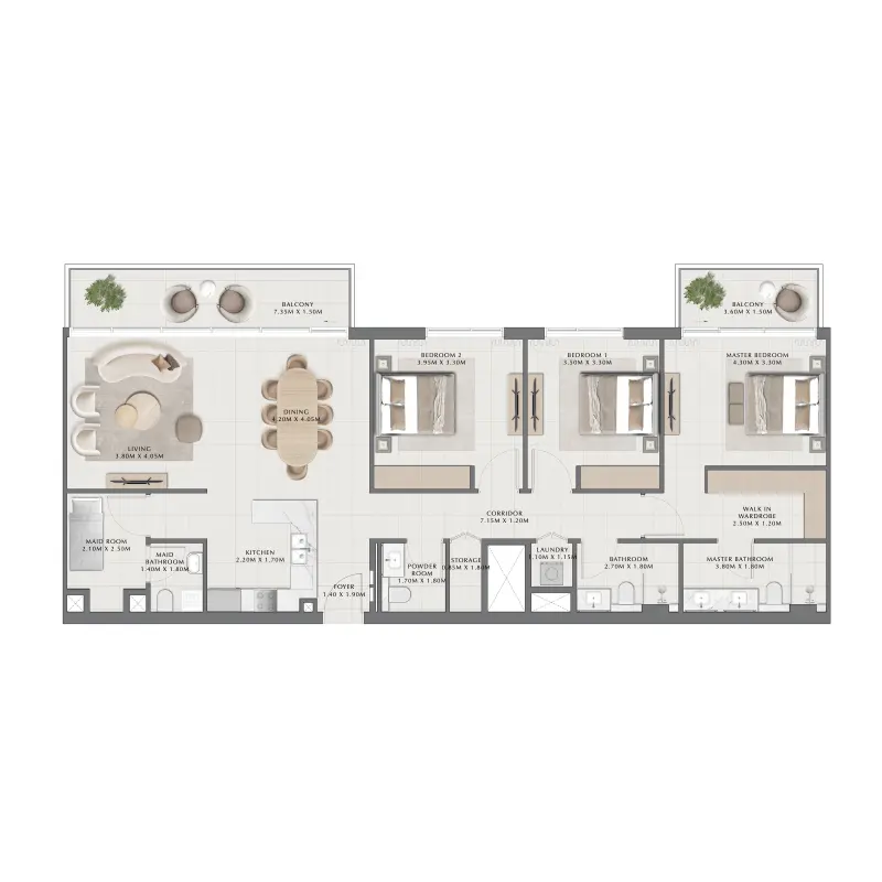 3 bedroom floor plan