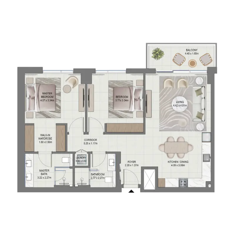 2 bedroom floor plan