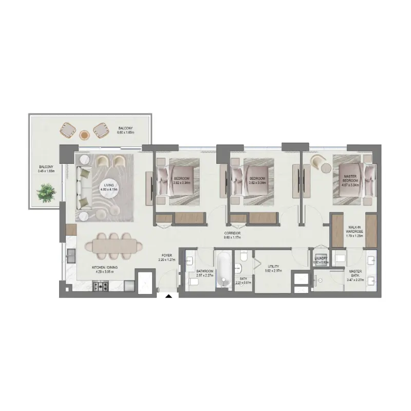 3 bedroom floor plan