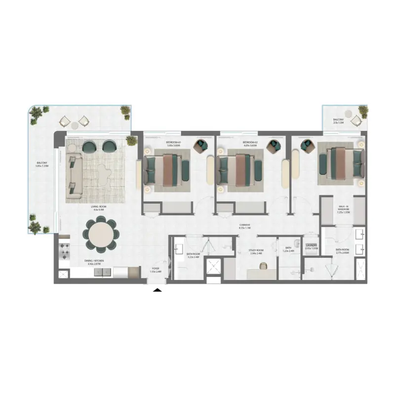3 bedroom floor plan