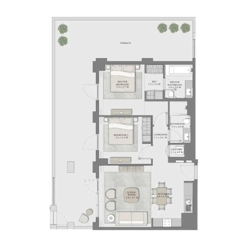 2 bedroom floor plan