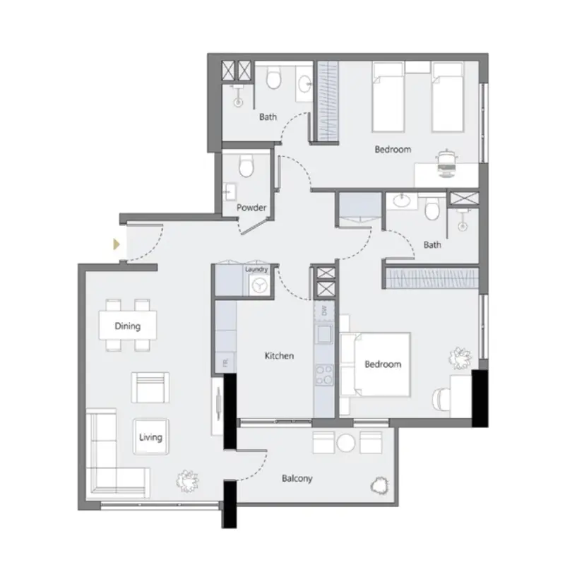 2 bedroom floor plan