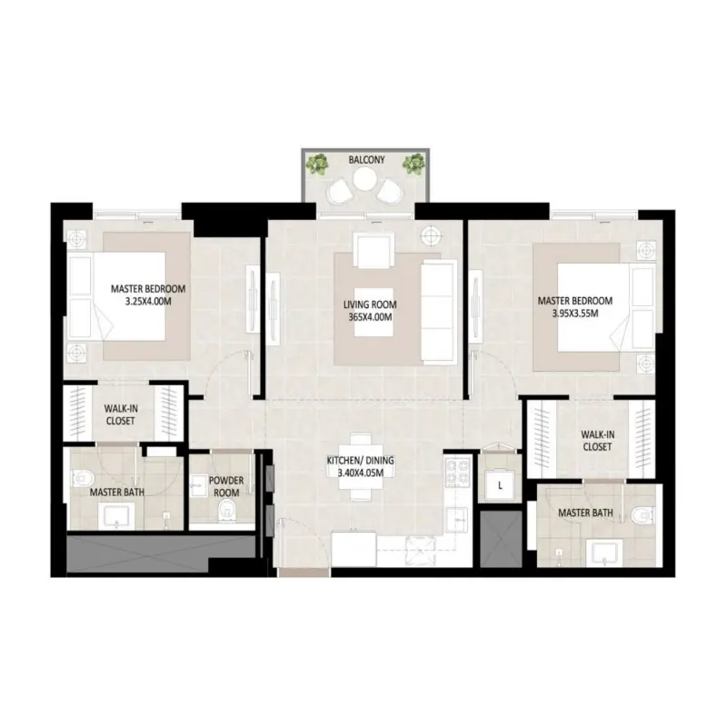 2 bedroom Apartments -  Odessa floor plan