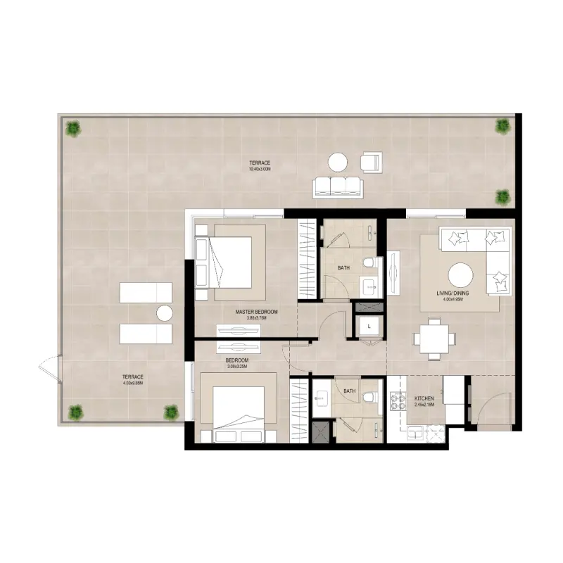 2 bedroom floor plan