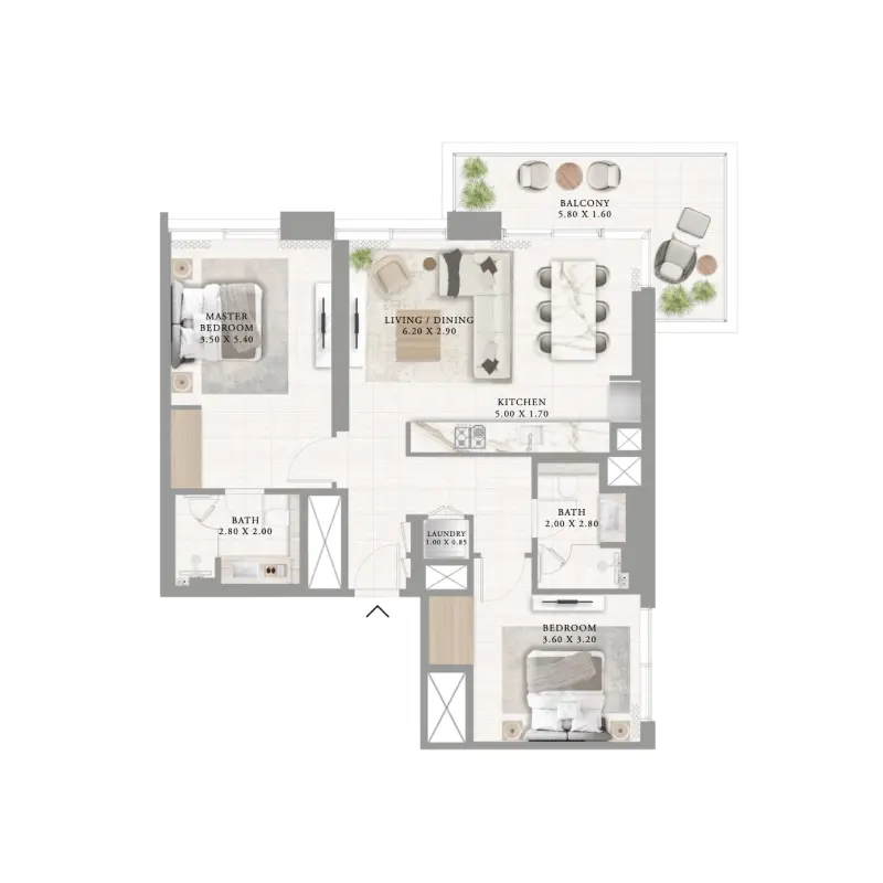 2 bedroom floor plan