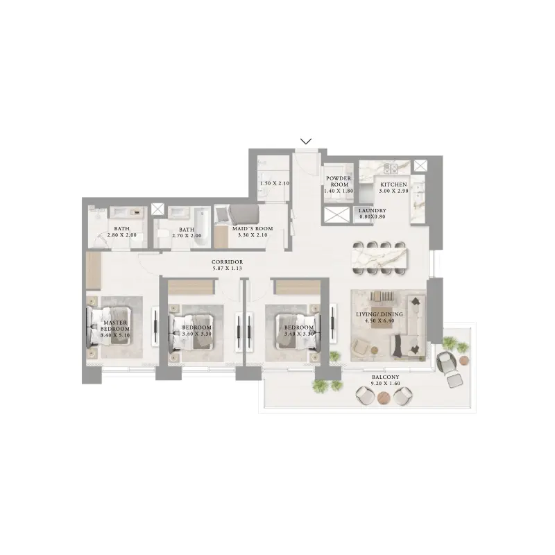 3 bedroom floor plan