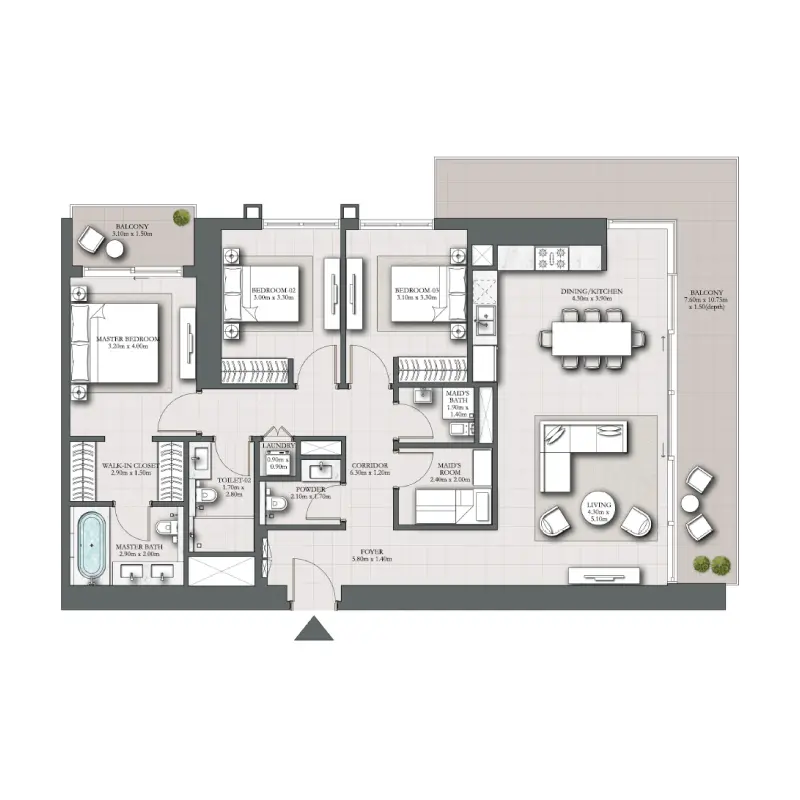 3 bedroom floor plan