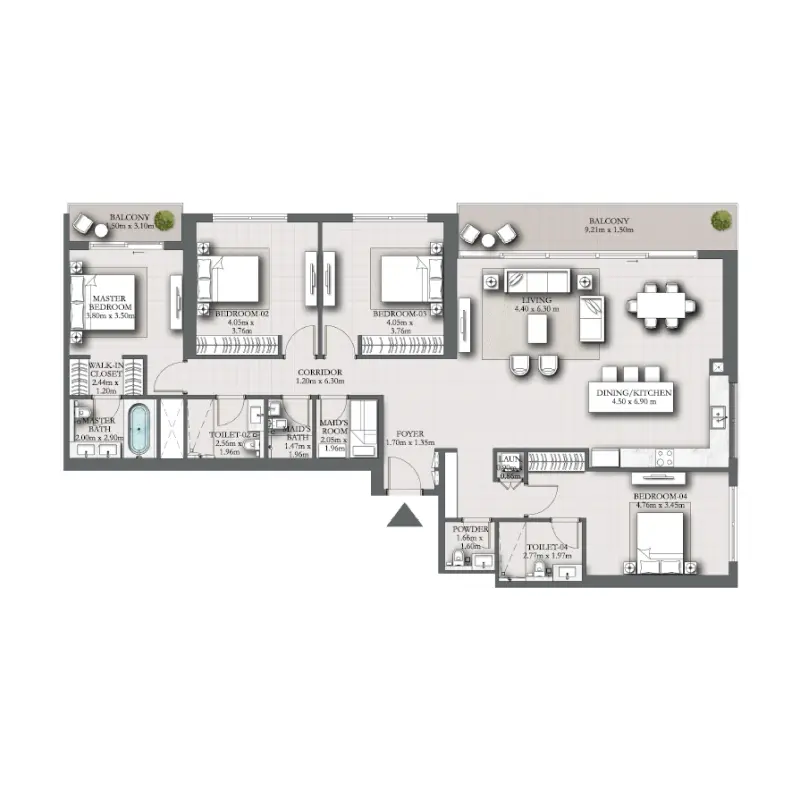 4 bedroom floor plan