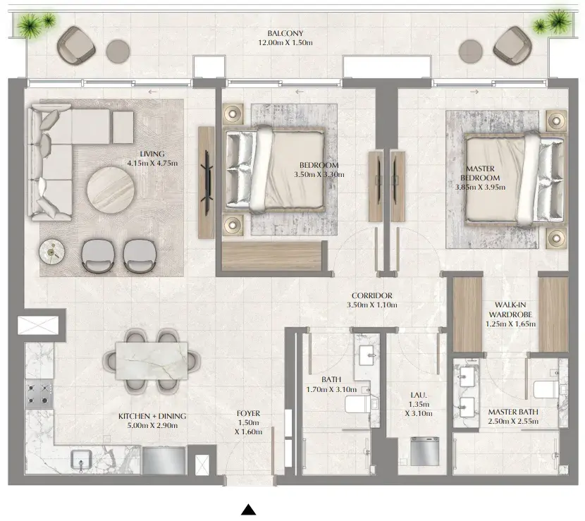 2 Bedrooms apartments - Creek Waters 2 floor plan