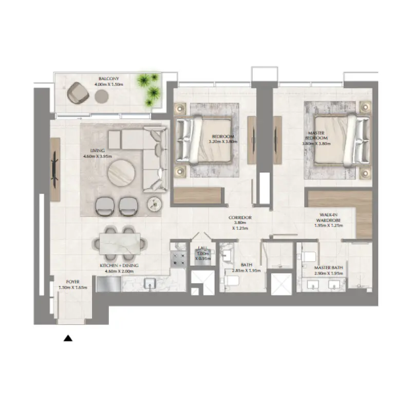 2 bedroom floor plan