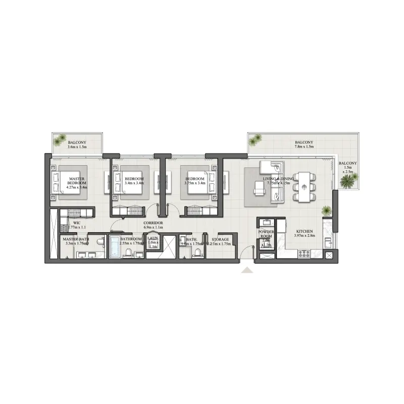 3 bedroom floor plan