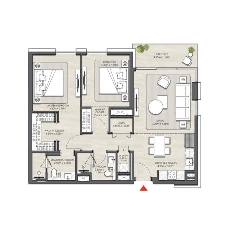 2 bedroom floor plan