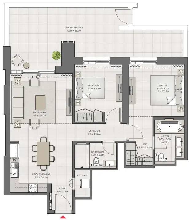 2 Bedrooms apartments - Creek Edge floor plan