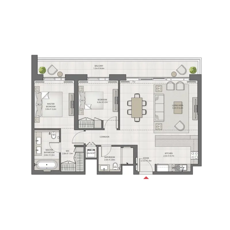 2 bedroom floor plan