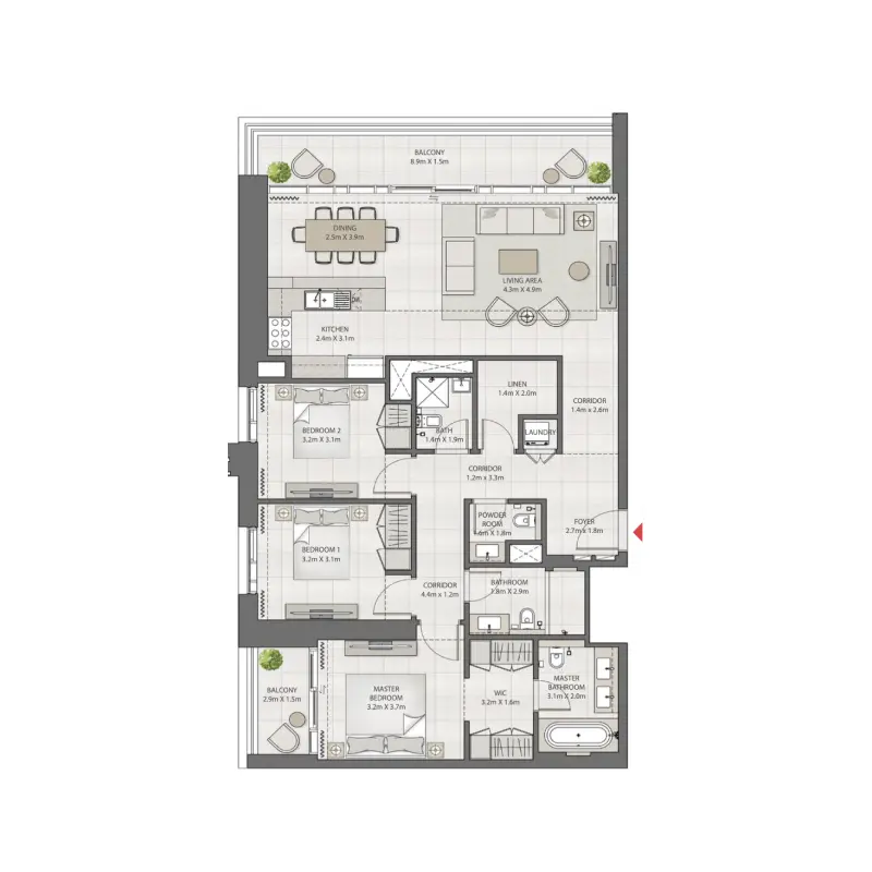 3 bedroom floor plan