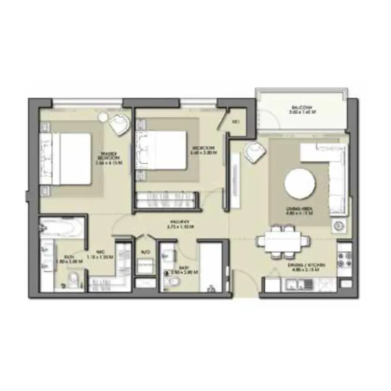 2 bedroom floor plan
