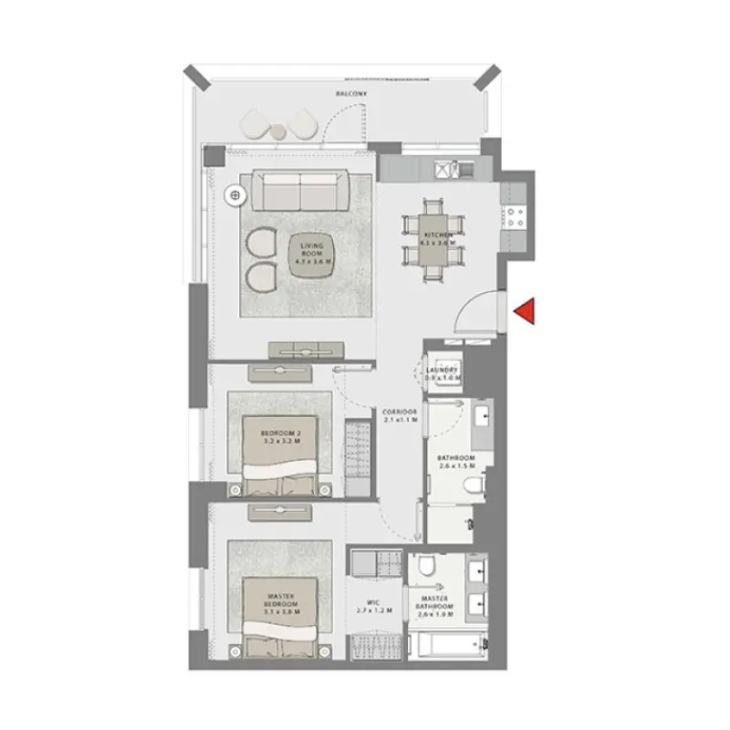 2 bedroom floor plan