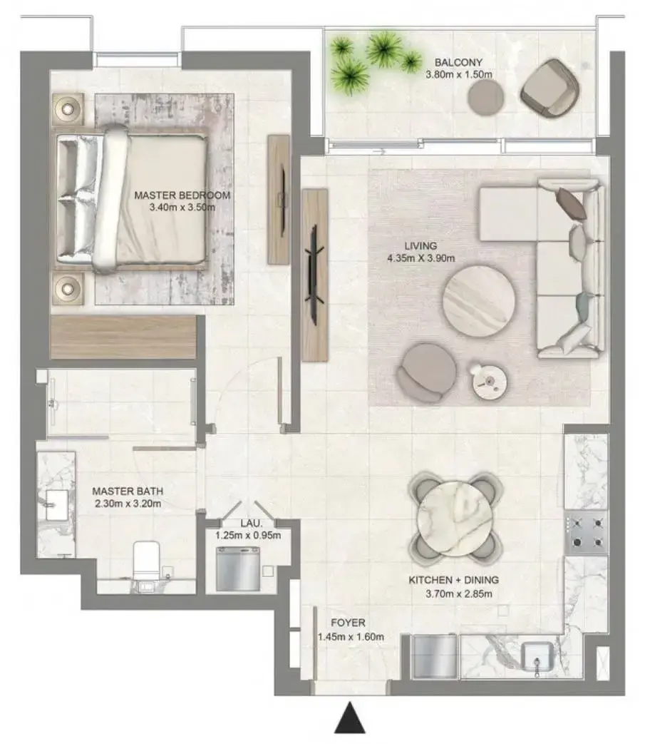 1 Bedroom apartments - Creek Waters floor plan