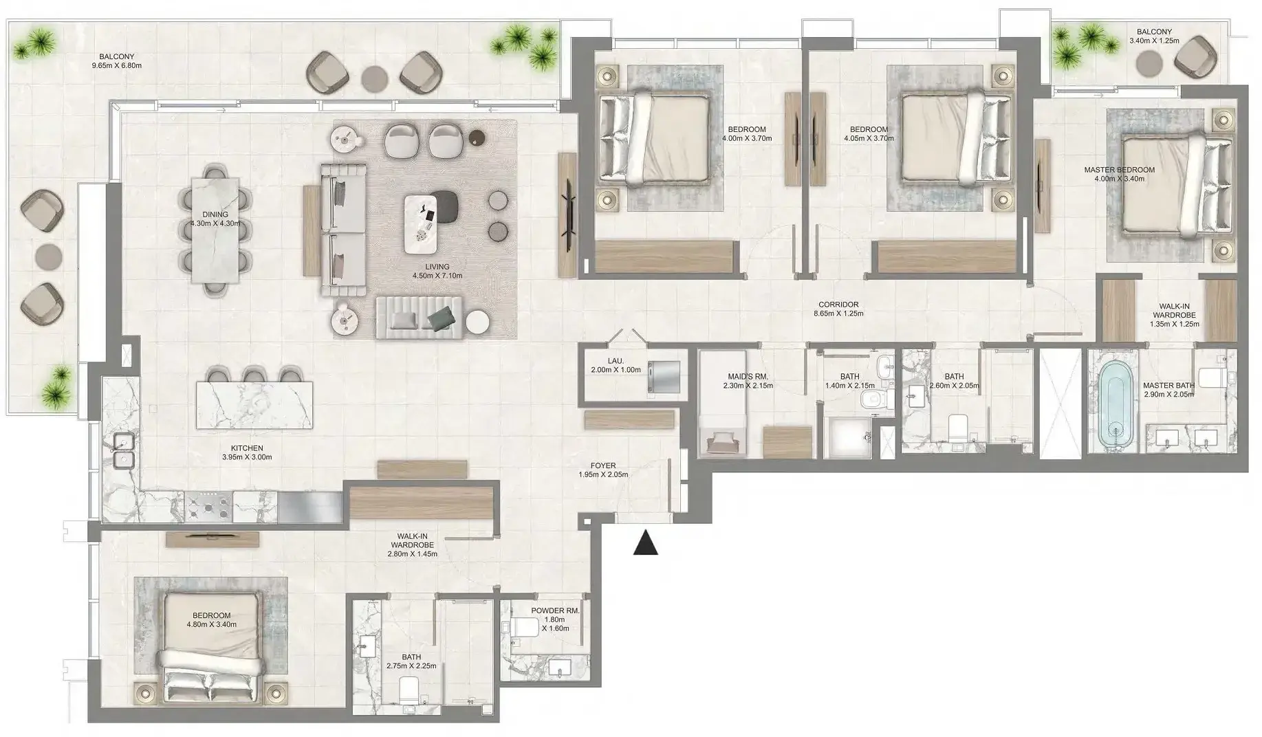 4 Bedrooms apartments - Creek Waters floor plan
