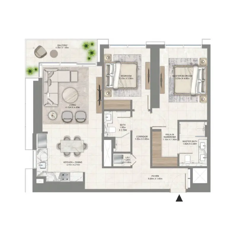 2 bedroom floor plan