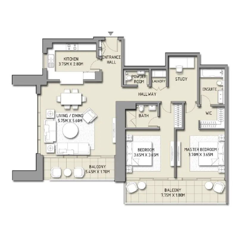 2 bedroom floor plan