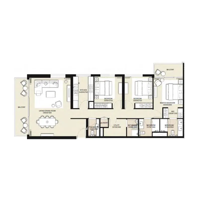 3 bedroom floor plan
