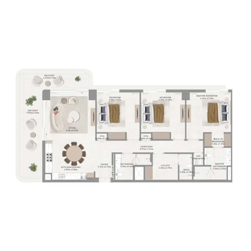 3 bedroom floor plan