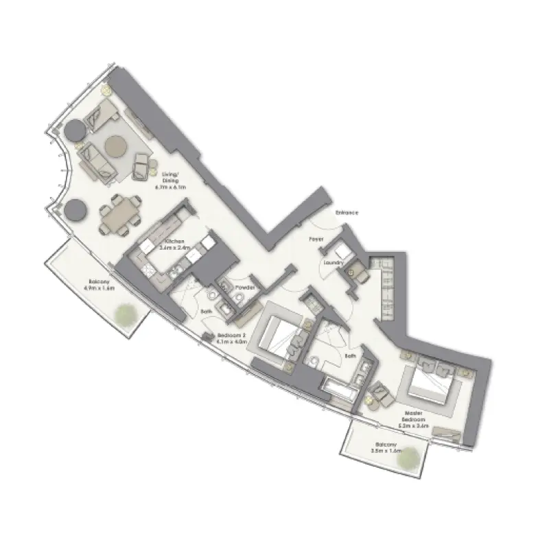 2 bedroom floor plan
