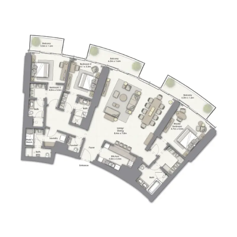 3 bedroom floor plan