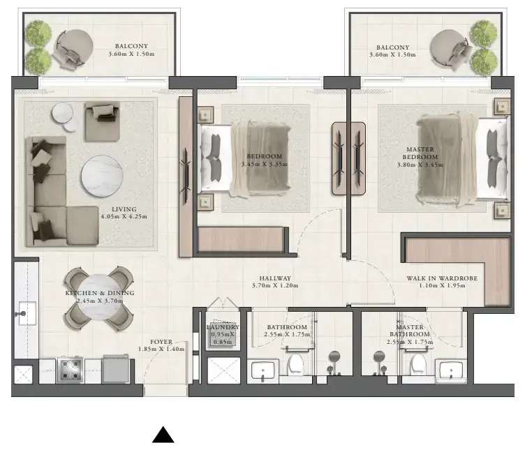 2 Bedrooms apartments - Golf Grand floor plan