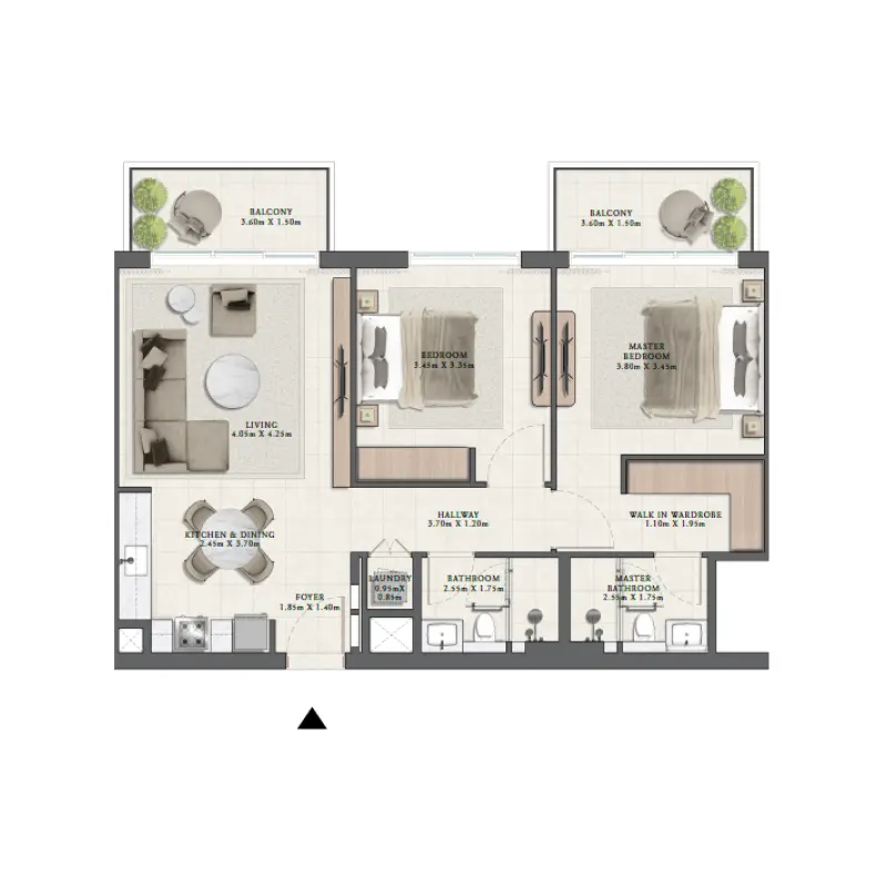 2 bedroom floor plan
