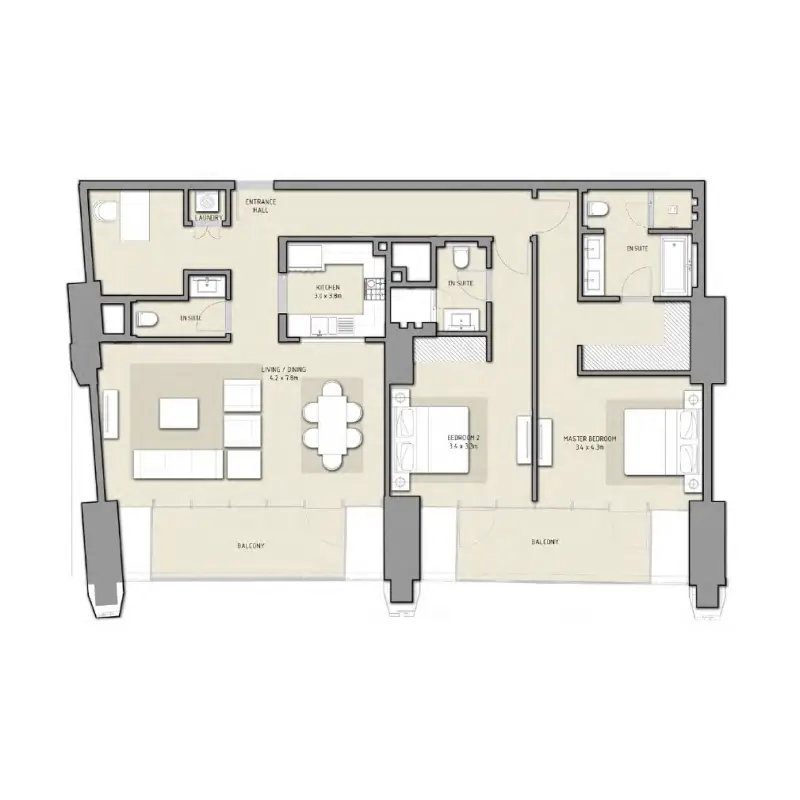 2 bedroom floor plan