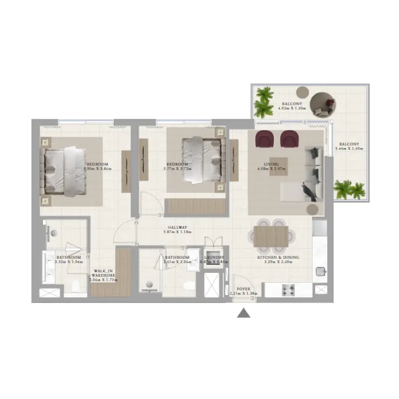2 bedroom floor plan