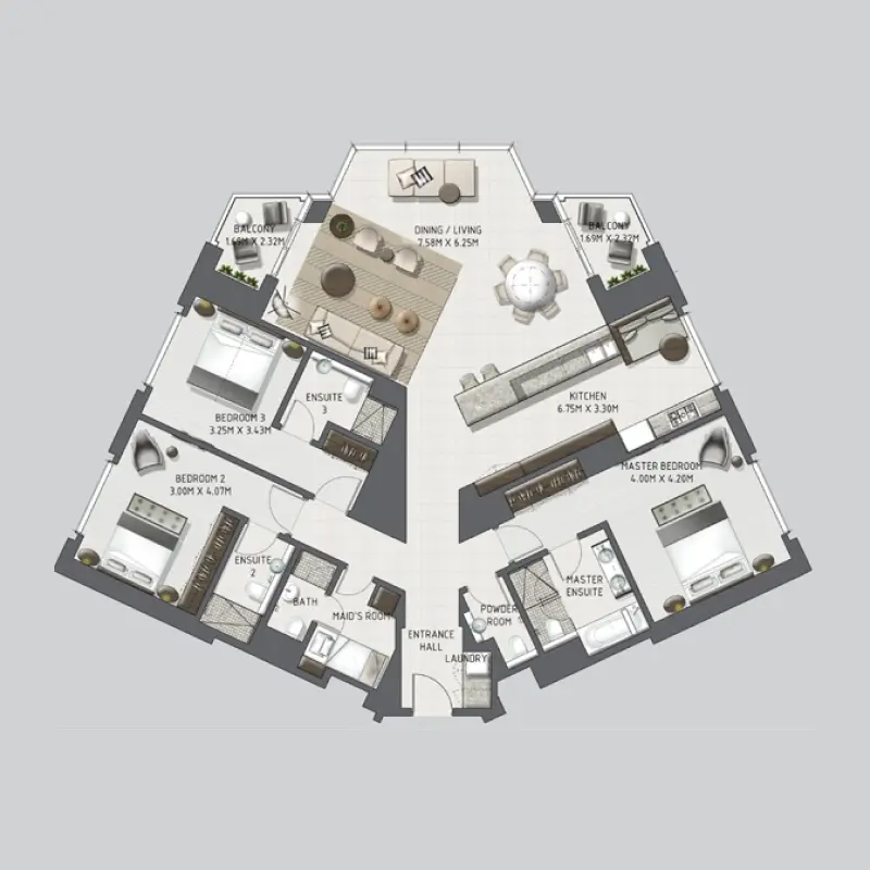 3 bedroom floor plan
