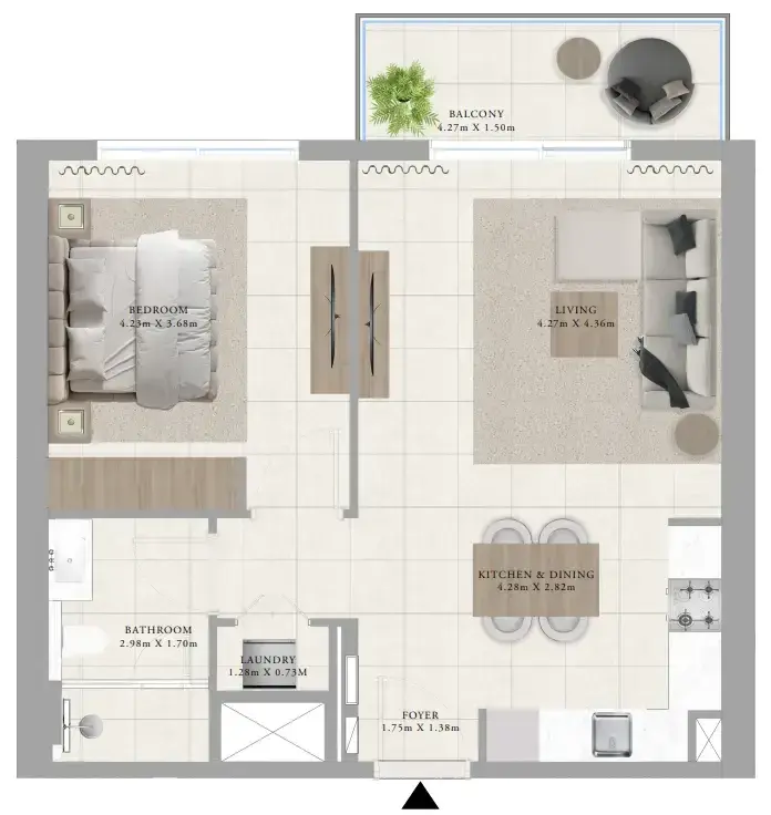 1 Bedroom apartments - Greenside Residence floor plan