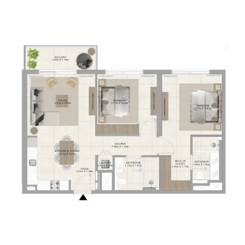 2 bedroom floor plan