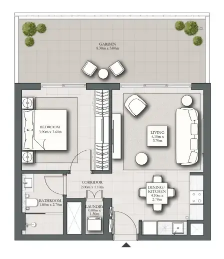 2 Bedrooms apartments - Park Horizon floor plan